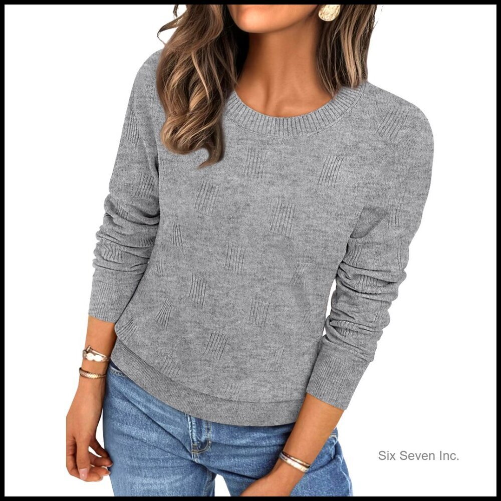 Lightweight Knit Pullover Sweater Long Sleeve Casual Trendy Winter Tops